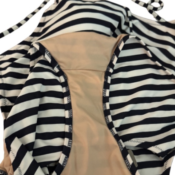 J CREW Tie-back One-Piece Swimsuit Classic Stripe - Picture 7 of 8